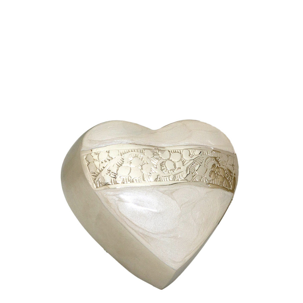 Mother of Pearl Silver Brass Heart Keepsake