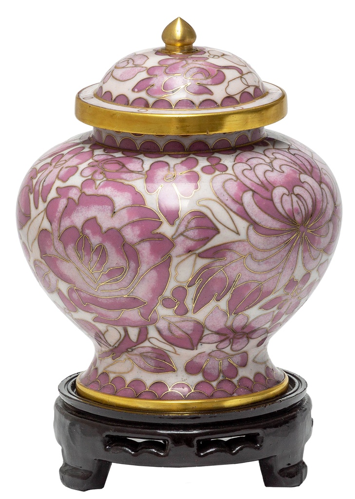 Pink Floral Medium Cloisonne Urn