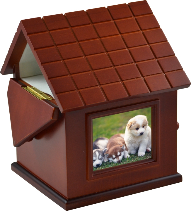 Small Dog House Wood Pet Urn