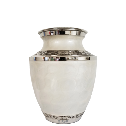 [510 MPS] Mother of Pearl Silver Brass Medium Urn
